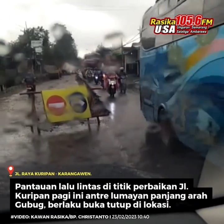 Infografis | Informasi antrean kendaraan pagi ini di sekitar perbaikan jalan raya Kuripan - Karangawen, dilaporkan cukup padat terutama kendaraan yang dari Semarang arah Gubug. Ditambah cuaca sempat hujan membuat lalu lintas kendaraan semakin melambat.