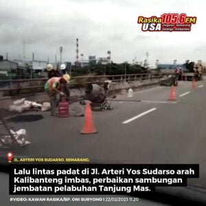 Infografis | Perbaikan sambungan di Jl. Arteri Yos Sudarso tepatnya di atas jembatan pelabuhan Tanjung Mas Semarang jalur arah Kalibanteng masih berlangsung. Laporan Kawan Rasika diatas kendaraan dominasi truk container merayap cukup panjang siang hari ini.