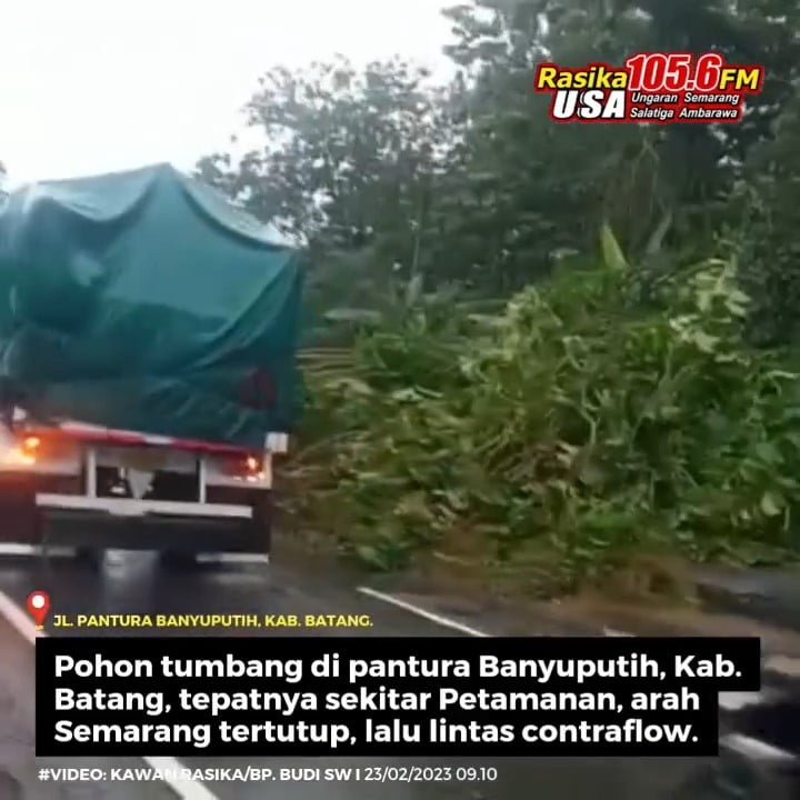 Infografis | Pohon Tumbang Menutup Jalur Arah Semarang Lokasi di Pantura Kecamatan Banyuputih Kab. Batang