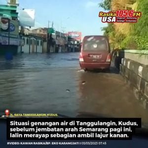Infografis | Genangan air di pantura Kudus dilaporkan ada di Tanggulangin tepatnya sebelum jembatan arah Semarang, lalu lintas merayap kendaraan mengurangi kecepatan dan mengambil lajur kanan. Hati-hati yang melintas.
