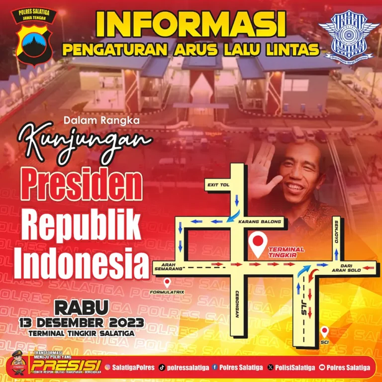 Rabu, 13 Desember 2023, arus lalu lintas di depan Terminal Tingkir, jalan raya Soekarno Hatta Tingkir Kota Salatiga, mengalami rekayasa saat kedatangan Presiden RI Joko Widodo untuk meresmikan proyek pembangunan Terminal Tingkir. Pengaturan melibatkan pengalihan truk besar ke kawasan jalan layang sementara, sementara kendaraan dari Salatiga menuju exit tol Tingkir diarahkan ke Solo dan Tengaran.