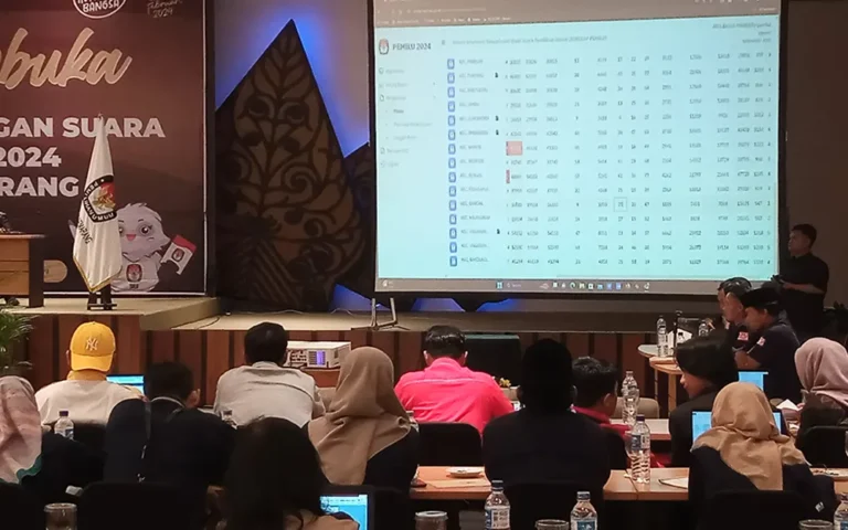 Komisi Pemilihan Umum (KPU) Kabupaten Semarang telah memulai rapat pleno terbuka rekapitulasi hasil penghitungan suara Pemilu 2024 tingkat Kabupaten Semarang pada Senin (26/2/2024) dengan rencana pelaksanaan selama empat hari ke depan.