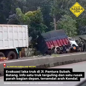 Tiga Truk Kecelakaan di Jl