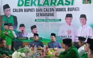 Pada hari terakhir pendaftaran Calon Bupati dan Wakil Bupati Semarang 2024, Partai Persatuan Pembangunan (PPP) Kabupaten Semarang secara mengejutkan mendaftarkan pasangan Nurul Huda dan Yarmuji sebagai calon tunggal, menantang pasangan Ngesti Nugraha-Nur Arifah. Pasangan yang menamakan diri HAJI ini mendeklarasikan diri di Kantor DPC PPP Kabupaten Semarang, Kamis (29/8/2024).