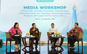 BPJS Kesehatan menggelar Media Workshop bertema “Potret Satu Dekade Perjalanan Membangun Indonesia Sehat dan Menjaga Keberlangsungan Program JKN pada Pemerintahan Baru” pada Rabu (25/9). Acara tersebut menyoroti pencapaian Program JKN selama 10 tahun, di mana 98,67% atau lebih dari 277 juta penduduk Indonesia telah terdaftar sebagai peserta.