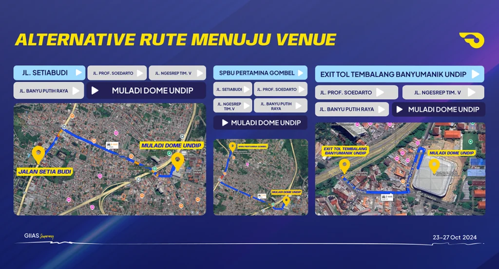 Rangkaian pameran otomotif GAIKINDO Indonesia International Auto Show (GIIAS) The Series 2024 akan ditutup di Semarang, bertempat di Muladi Dome, UNDIP, mulai 23 hingga 27 Oktober 2024. Acara ini menampilkan lebih dari 40 merek otomotif, termasuk 14 merek kendaraan penumpang dan berbagai merek kendaraan roda dua, yang sebelumnya sudah diperkenalkan di BSD, Surabaya, dan Bandung. GIIAS Semarang dipindahkan ke venue baru untuk mengakomodasi antusiasme peserta dan pengunjung yang tinggi. Dengan lokasi yang lebih luas, pengunjung dapat menikmati pameran dengan fasilitas lebih baik dan tiket yang bisa dibeli secara online atau onsite.