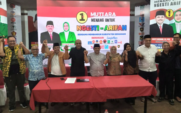 Hasil hitung cepat (quick count) menunjukkan kemenangan telak pasangan calon (paslon) nomor urut 01, Ngesti Nugraha-Nur Arifah (Mutiara), atas rival mereka, Nurul Huda-Yarmuji (HAJI), dalam Pilkada Kabupaten Semarang 2024.