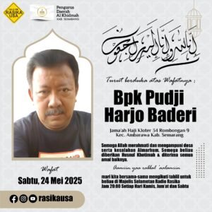 Seorang jemaah haji asal Kabupaten Semarang, Pudji Harjo Baderi (65), meninggal dunia saat menunaikan ibadah haji di Makkah, Arab Saudi, pada Sabtu, 24 Juni 2025. Pudji, warga Kecamatan Ambarawa yang tergabung dalam kloter 34 rombongan 9, wafat karena sakit setelah sebelumnya mengalami sesak dada secara berkala.