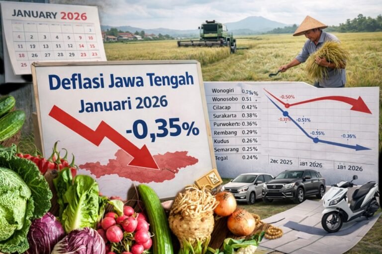 Deflasi terjadi di Jawa Tengah akibat turunnya harga pangan. Kondisi ini dipicu melimpahnya pasokan saat panen dan normalisasi permintaan pasca Nataru. Seluruh kabupaten/kota mengalami deflasi pada Januari 2026, meski inflasi tahunan tetap terkendali. Bank Indonesia dan TPID terus menjaga stabilitas harga.
