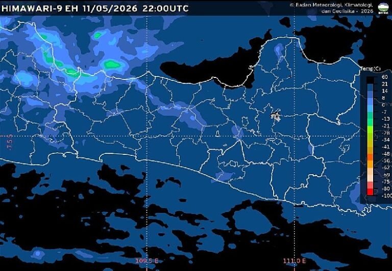 Badan Meteorologi, Klimatologi, dan Geofisika (BMKG) memprakirakan cuaca Semarang dan Jawa Tengah pada Selasa, 12 Mei 2026, didominasi kondisi cerah berawan hingga dl,.berawan. Hujan ringan hingga lebat berpotensi terjadi di wilayah pegunungan pada sore hingga malam hari dan dapat disertai petir serta angin kencang.
