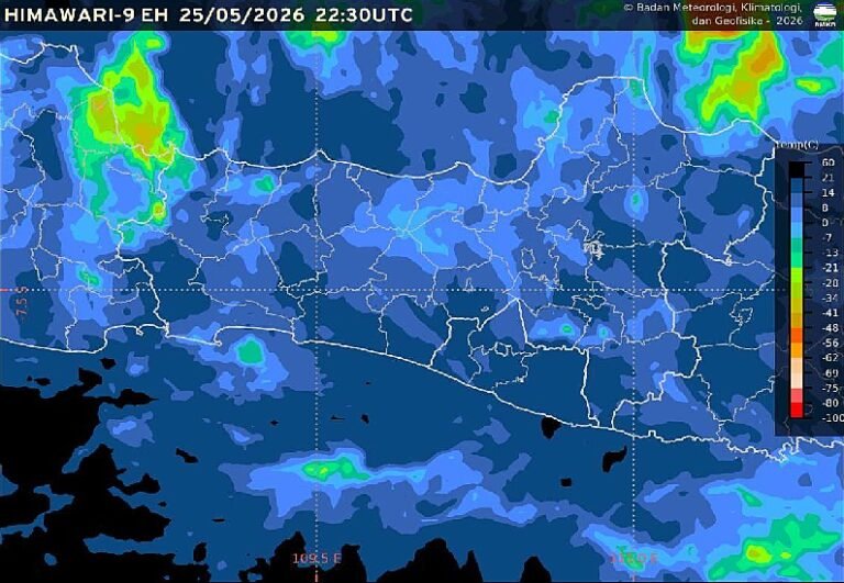 Badan Meteorologi, Klimatologi, dan Geofisika (BMKG) memprakirakan cuaca Semarang dan sebagian besar wilayah Jawa Tengah pada Selasa, 26 Mei 2026, didominasi kondisi cerah berawan hingga berawan. Suhu udara di Semarang berkisar 27–34 derajat Celsius dengan kelembapan 55–90 persen, sementara hujan sedang hingga lebat yang dapat disertai petir dan angin kencang berpotensi terjadi di kawasan Pantura timur Jawa Tengah pada sore hingga awal malam.
