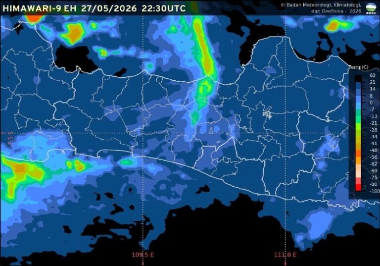 Badan Meteorologi, Klimatologi, dan Geofisika (BMKG) memprakirakan cuaca Semarang dan sebagian besar wilayah Jawa Tengah pada Kamis, 28 Mei 2026, didominasi kondisi cerah berawan hingga berawan. Suhu udara di Semarang berkisar 27–34 derajat Celsius dengan kelembapan 55–90 persen, sementara hujan ringan hingga sedang berpotensi terjadi di wilayah pegunungan, pesisir selatan, sebagian Solo Raya, dan Semarang bagian selatan pada sore hingga awal malam.