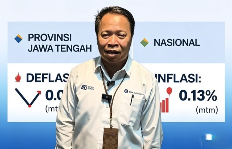 Provinsi Jawa Tengah mencatat deflasi 0,03 persen pada April 2026 setelah Idulfitri, dipicu turunnya harga pangan dan tarif transportasi, sementara Bank Indonesia dan TPID menjaga stabilitas melalui pengendalian pasokan dan koordinasi lintas daerah guna menahan inflasi tahunan yang tercatat 2,11 persen.