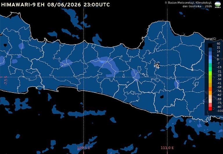 Badan Meteorologi, Klimatologi, dan Geofisika (BMKG) memprakirakan cuaca Semarang dan sebagian besar wilayah Jawa Tengah pada Selasa, 9 Juni 2026, didominasi kondisi cerah hingga cerah berawan. Suhu udara di Semarang berkisar 25–34 derajat Celsius dengan kelembapan 50–85 persen, sementara hujan ringan berpotensi terjadi secara tidak merata di kawasan pegunungan dan dataran tinggi pada sore hingga awal malam.