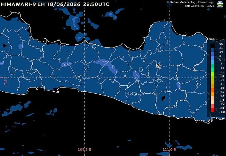 Badan Meteorologi, Klimatologi, dan Geofisika (BMKG) Stasiun Meteorologi Kelas II Ahmad Yani Semarang memprakirakan cuaca Semarang dan Jawa Tengah pada Jumat, 19 Juni 2026 didominasi kondisi cerah berawan hingga berawan. Suhu udara di Semarang diperkirakan berkisar 27–34 derajat Celsius dengan kelembapan 50–80 persen, sementara hujan ringan masih berpotensi terjadi di Karimunjawa serta wilayah pegunungan dan dataran tinggi Jawa Tengah.