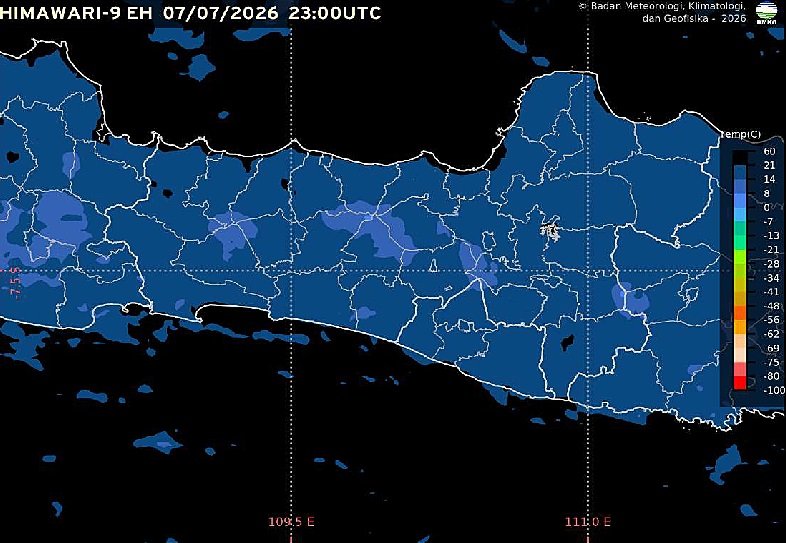 Badan Meteorologi, Klimatologi, dan Geofisika (BMKG) memprakirakan cuaca Semarang dan Jawa Tengah pada Rabu, 8 Juli 2026, didominasi kondisi cerah hingga cerah berawan. Pengamatan pukul 06.00 WIB mencatat suhu udara Semarang 24,2 derajat Celsius dengan kelembapan 81 persen, sementara hujan ringan berpotensi terjadi tidak merata di Jawa Tengah bagian timur dan dataran tinggi.