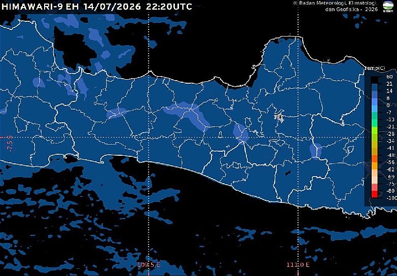 Badan Meteorologi, Klimatologi, dan Geofisika (BMKG) memprakirakan cuaca Semarang dan Jawa Tengah pada Rabu, 15 Juli 2026, didominasi kondisi cerah hingga cerah berawan. Hasil pengamatan pukul 05.20 WIB menunjukkan suhu udara Semarang 26,0 derajat Celsius dengan kelembapan 71 persen, sementara hujan ringan berpotensi terjadi secara tidak merata di wilayah pegunungan dan dataran tinggi Jawa Tengah pada sore hingga awal malam.