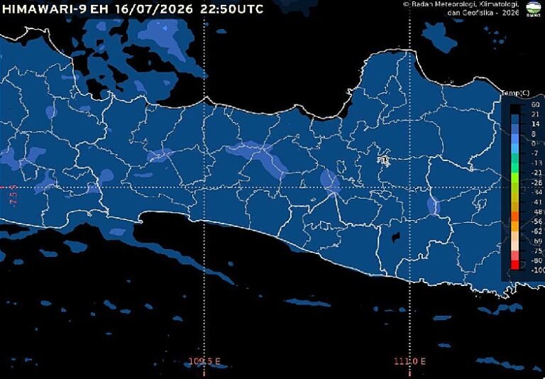 Badan Meteorologi, Klimatologi, dan Geofisika (BMKG) memprakirakan cuaca Semarang dan Jawa Tengah pada Jumat, 17 Juli 2026, didominasi kondisi cerah hingga cerah berawan. Hasil pengamatan pukul 06.00 WIB menunjukkan suhu udara di Semarang mencapai 24,5 derajat Celsius dengan kelembapan 87 persen, sementara hujan ringan berpotensi terjadi di sebagian wilayah pegunungan dan dataran tinggi serta masih terdapat potensi kemudahan kebakaran hutan dan lahan