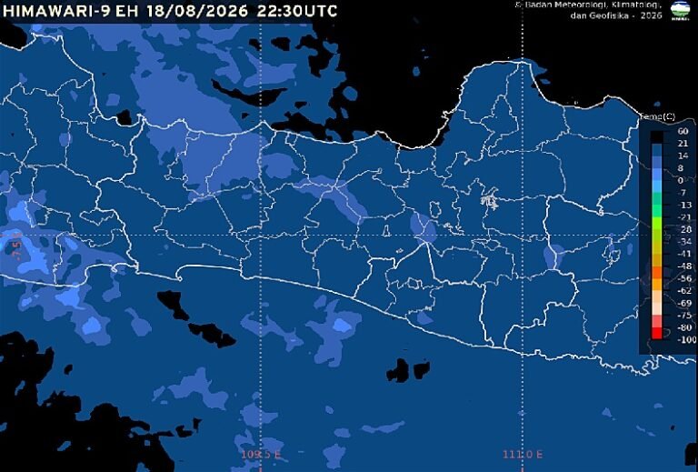 Badan Meteorologi, Klimatologi, dan Geofisika (BMKG) memprakirakan cuaca Semarang dan Jawa Tengah pada Rabu, 19 Agustus 2026, didominasi cerah berawan hingga berawan. Hasil pengamatan pukul 05.40 WIB mencatat suhu Semarang 26 derajat Celsius dengan kelembapan 80 persen, sementara hujan ringan berpotensi turun di pegunungan dan dataran tinggi serta masyarakat diminta mewaspadai karhutla.