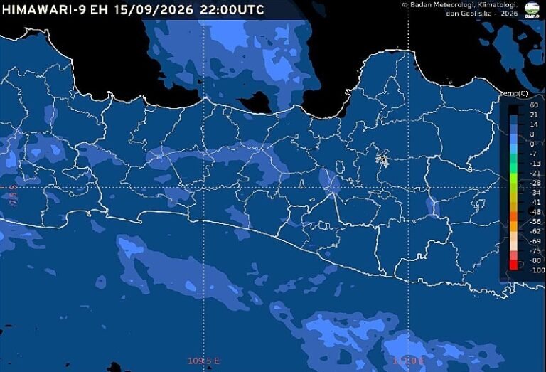BMKG memprakirakan cuaca Semarang dan Jawa Tengah pada Rabu, 16 September 2026, didominasi cerah hingga cerah berawan. Hasil observasi di Semarang pukul 05.00 WIB mencatat suhu 25,4°C, kelembapan 72 persen, dan angin selatan 3 km/jam. Kondisi cerah berlanjut hingga sore, sementara masyarakat diminta mewaspadai potensi kebakaran hutan dan lahan.