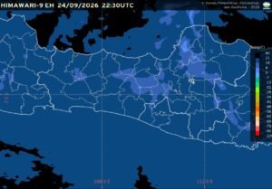 BMKG memprakirakan cuaca Semarang dan Jawa Tengah pada Jumat, 25 September 2026, didominasi cerah hingga cerah berawan. Hasil observasi di Semarang pukul 05.30 WIB mencatat suhu 26,9°C dan kelembapan 73 persen, dengan angin tenggara 9 km/jam. Hujan ringan hingga sedang berpotensi terjadi di Pegunungan Tengah bagian barat dan sekitarnya.