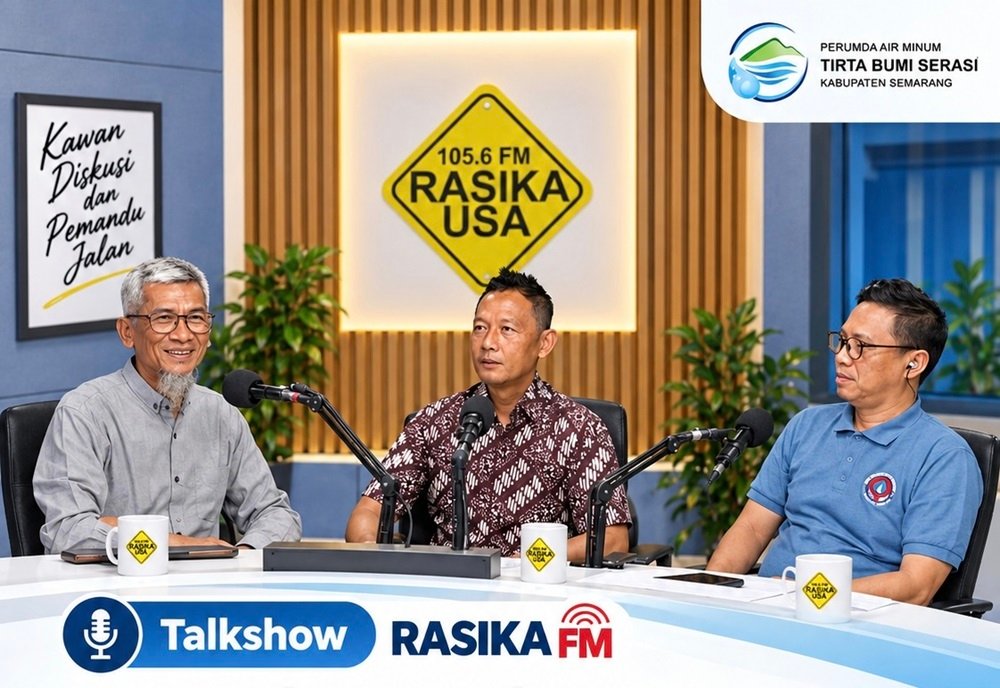 Perumda Air Minum Tirta Bumi Serasi Kabupaten Semarang memastikan pelayanan air bagi pelanggan secara umum masih aman menghadapi musim kemarau. Direktur Utama Guswahid Hidayat menyampaikan hal itu dalam dialog Radio Rasika USA, Selasa (15/9/2026), dengan mengoptimalkan sumber air lain saat debit menurun serta menyiapkan droping air jika terjadi gangguan teknis.